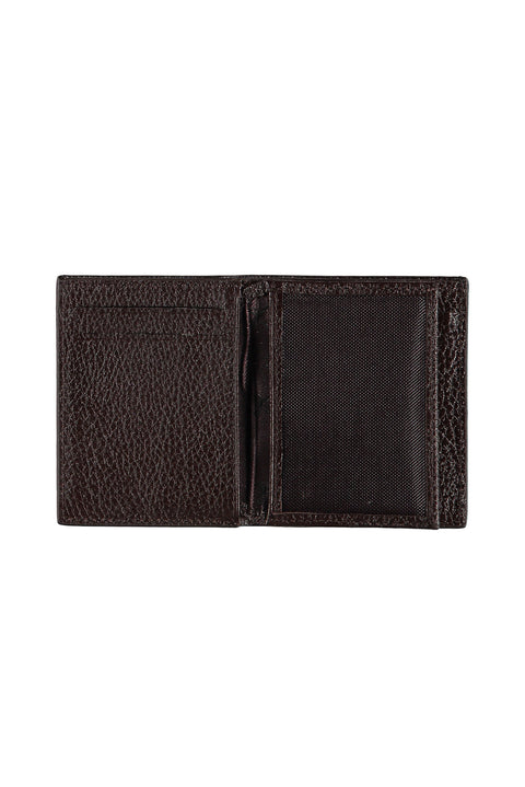 Dark Brown Patterned Horizontal Card Holder Wallet with Money Compartment
