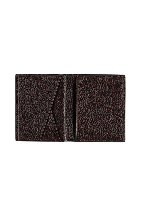 Dark Brown Patterned Horizontal Card Holder Wallet with Money Compartment