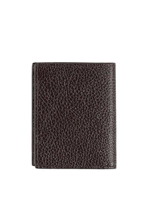 Dark Brown Patterned Horizontal Card Holder Wallet with Money Compartment