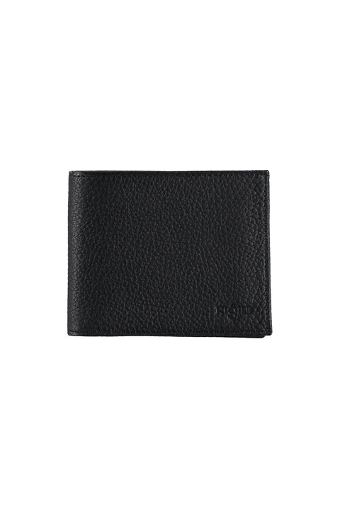 Black Gift Box Design Patterned Card Holder with Money Compartment Horizontal Leather Wallet