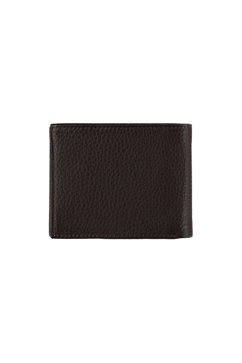 Dark Brown Gift Boxed Patterned Card Holder with Money Compartment Horizontal Leather Wallet