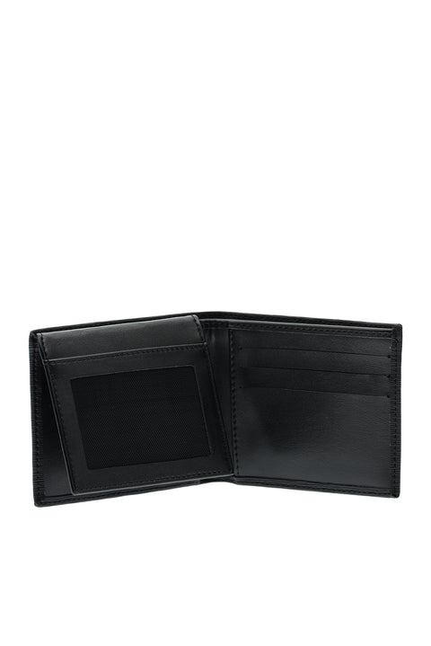 Black Patterned Wallet with Coin Compartment and Gift Box