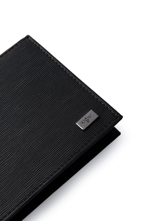 Black Patterned Wallet with Coin Compartment and Gift Box