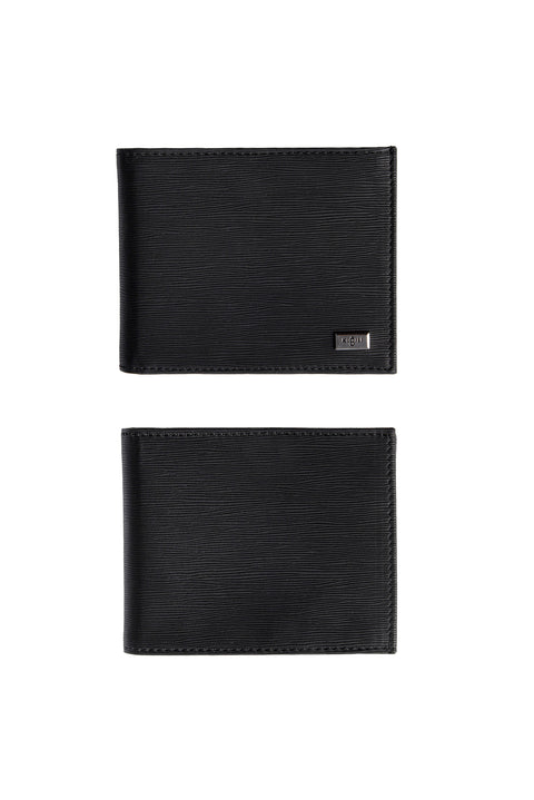 Black Patterned Wallet with Coin Compartment and Gift Box