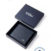Medium Navy Blue Patterned Wallet with Card Holder and Money Compartment, Gift Box Included