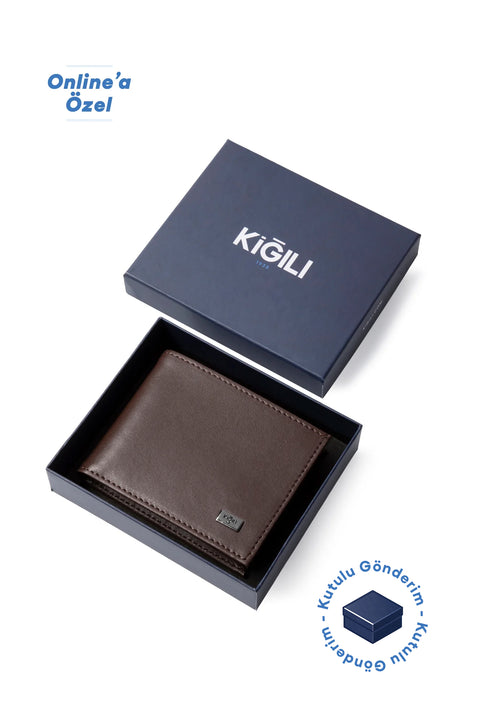 Medium Brown Plain Wallet with Card Holder and Money Compartment, Gift Box Included