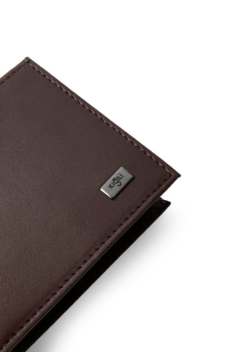 Medium Brown Plain Wallet with Card Holder and Money Compartment, Gift Box Included