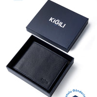Medium Navy Blue Plain Wallet with Coin Compartment and Gift Box