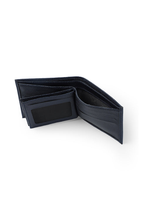 Medium Navy Blue Plain Wallet with Coin Compartment and Gift Box