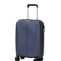 Dark Navy Blue PP Striped Small Cabin Size Suitcase