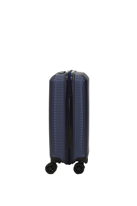 Dark Navy Blue PP Striped Small Cabin Size Suitcase