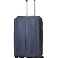 Dark Navy Blue PP Medium Size Striped Suitcase