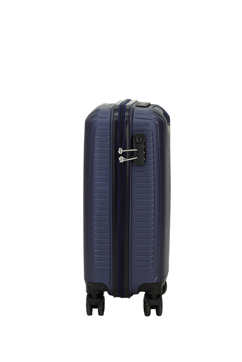 Dark Navy Blue PP Medium Size Striped Suitcase