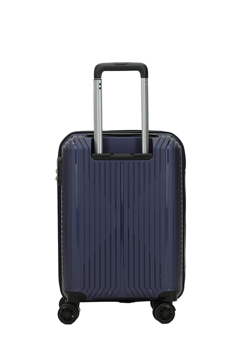 Dark Navy Blue PP Medium Size Striped Suitcase