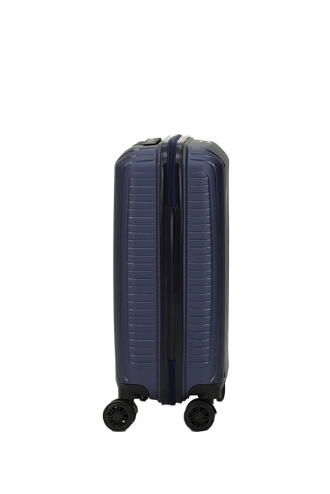Dark Navy Blue PP Medium Size Striped Suitcase