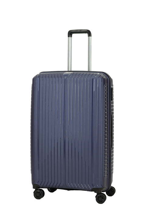 Dark Navy Blue PP Large Striped Suitcase