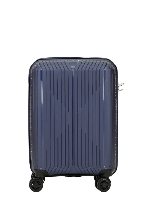 Dark Navy Blue PP Large Striped Suitcase