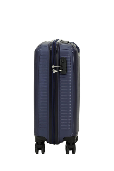 Dark Navy Blue PP Large Striped Suitcase