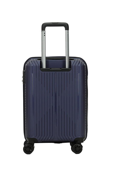 Dark Navy Blue PP Large Striped Suitcase