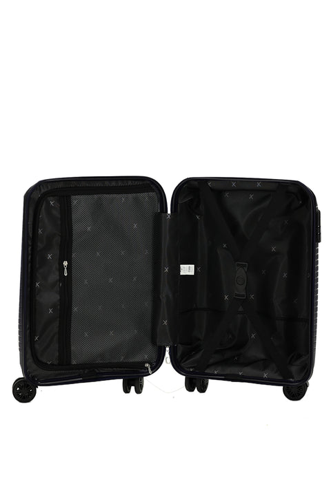 Dark Navy Blue PP Large Striped Suitcase