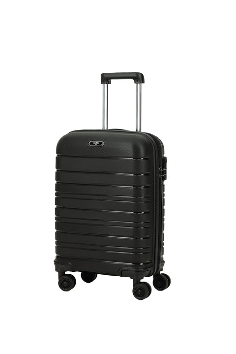 Black PP Striped Small Cabin Size Suitcase