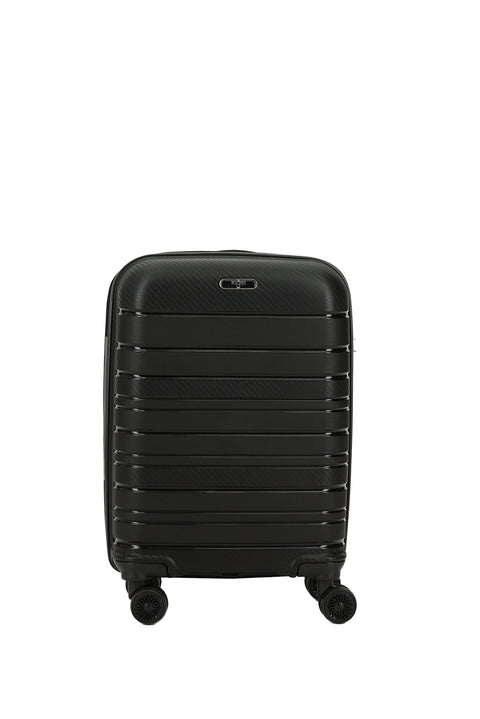 Black PP Striped Small Cabin Size Suitcase