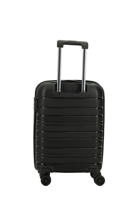 Black PP Striped Small Cabin Size Suitcase