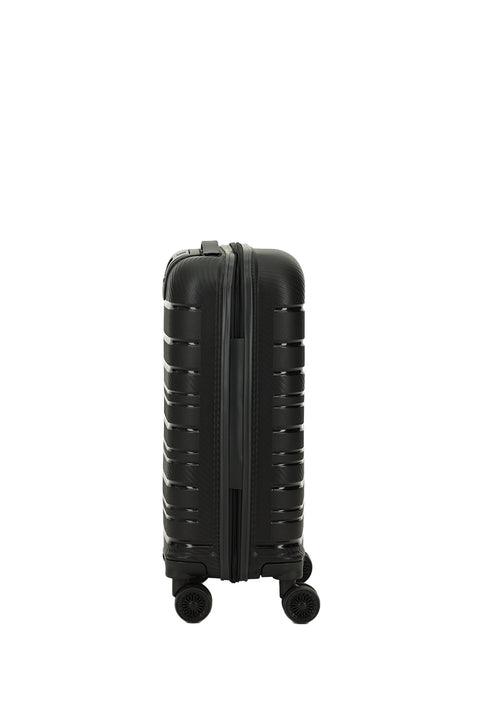 Black PP Striped Small Cabin Size Suitcase