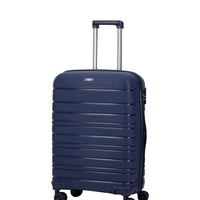 Dark Navy Blue PP Medium Size Striped Suitcase