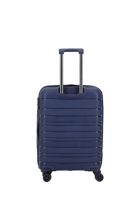 Dark Navy Blue PP Medium Size Striped Suitcase