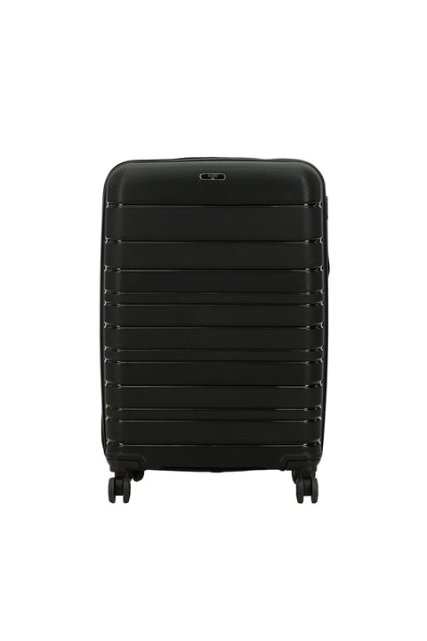Black PP Large Striped Suitcase