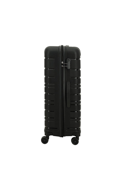 Black PP Large Striped Suitcase