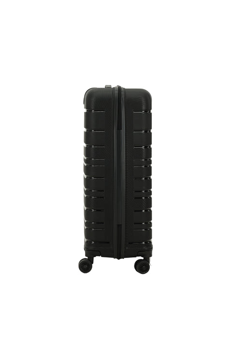Black PP Large Striped Suitcase