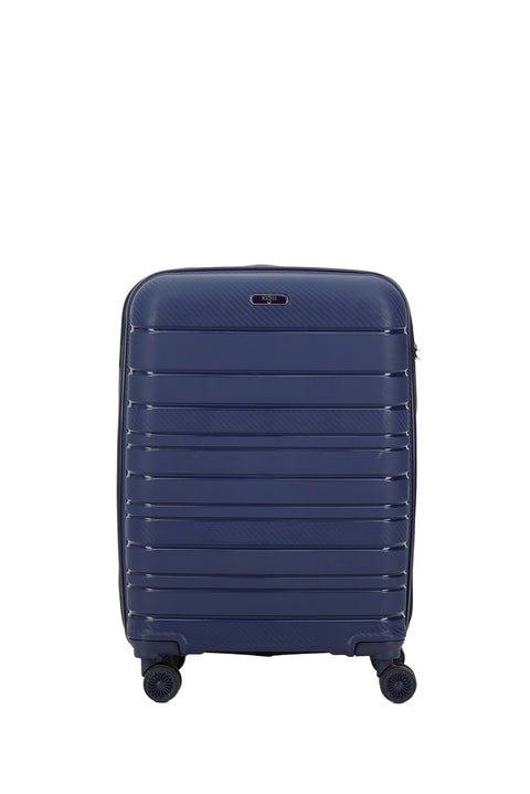 Dark Navy Blue PP Large Striped Suitcase