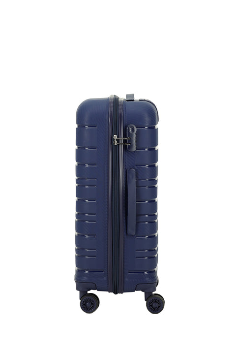 Dark Navy Blue PP Large Striped Suitcase