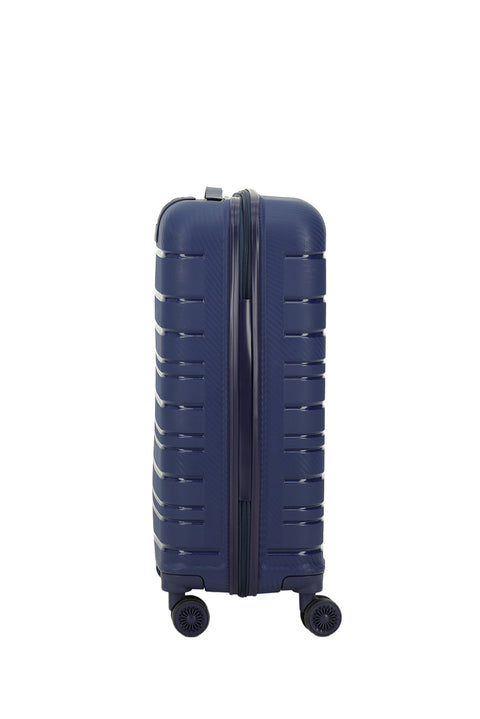 Dark Navy Blue PP Large Striped Suitcase