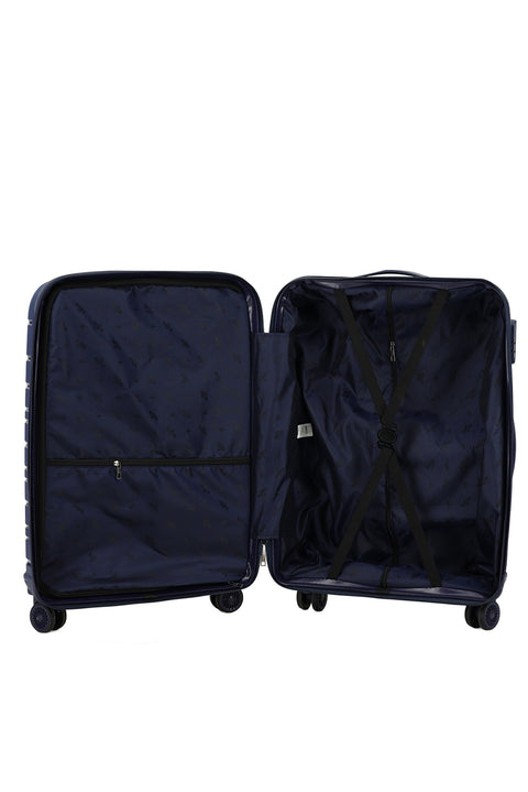 Dark Navy Blue PP Large Striped Suitcase