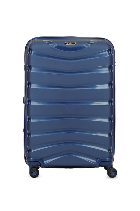 Dark Navy Blue PP Patterned Large Suitcase
