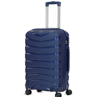 Dark Navy Blue PP Striped Medium Size Suitcase