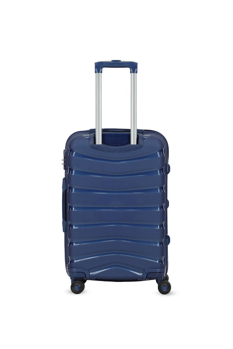 Dark Navy Blue PP Striped Medium Size Suitcase