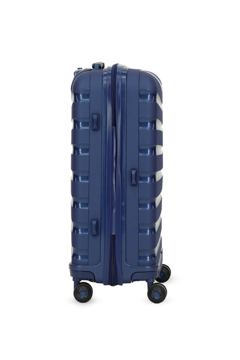 Dark Navy Blue PP Striped Medium Size Suitcase
