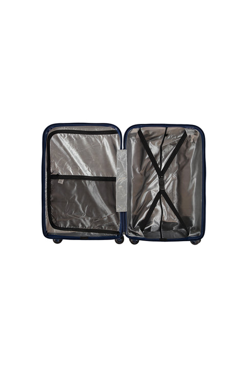 Dark Navy Blue PP Striped Medium Size Suitcase