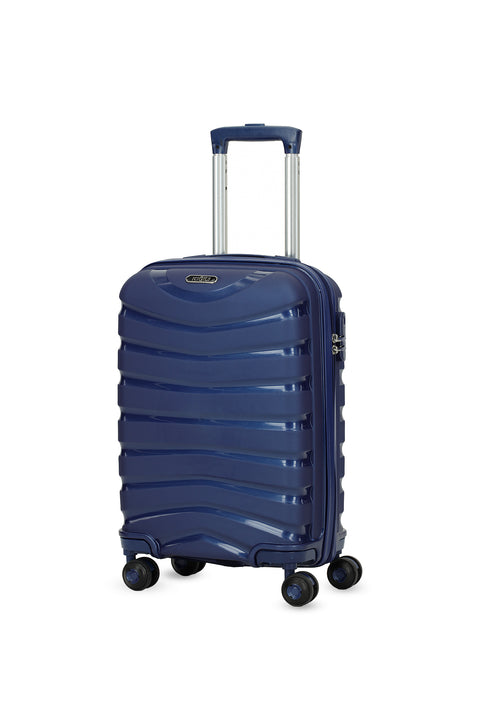 Dark Navy Blue PP Patterned Small Cabin Size Suitcase