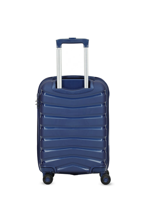 Dark Navy Blue PP Patterned Small Cabin Size Suitcase
