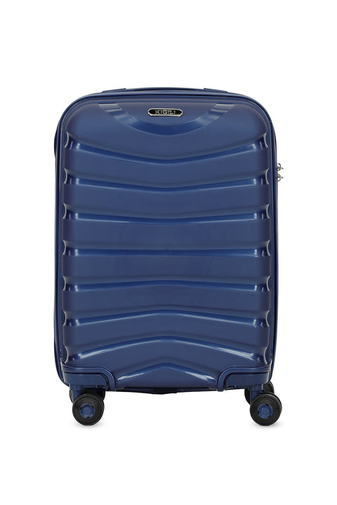 Dark Navy Blue PP Patterned Small Cabin Size Suitcase