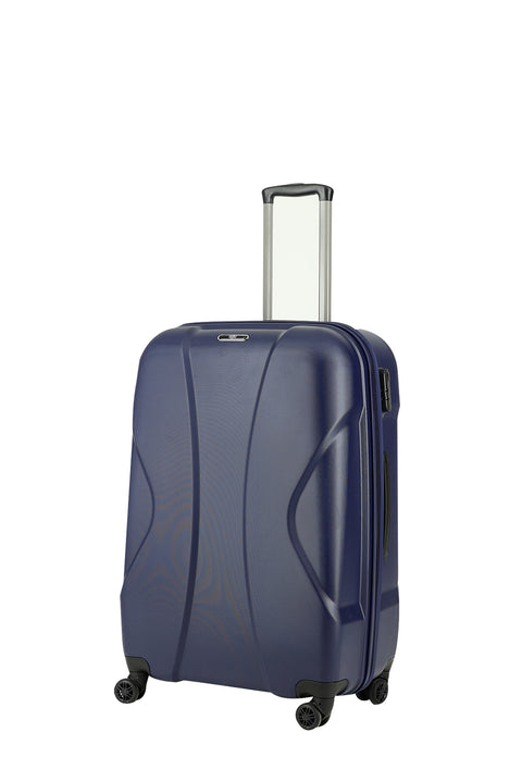 Dark Navy Blue ABS Patterned Medium Size Suitcase