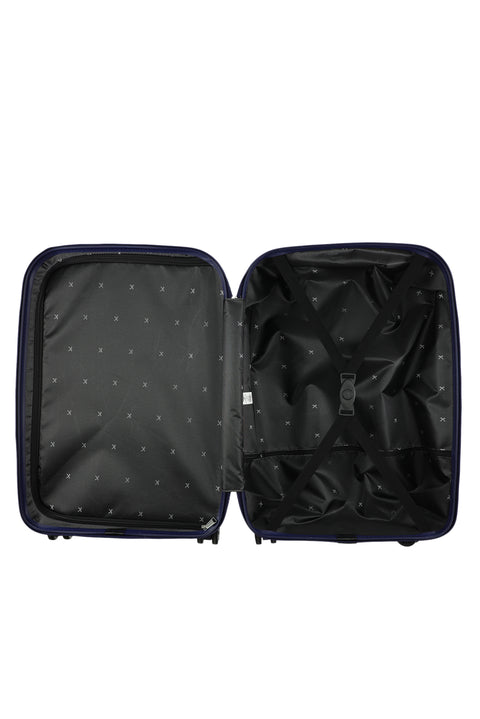 Dark Navy Blue ABS Patterned Medium Size Suitcase