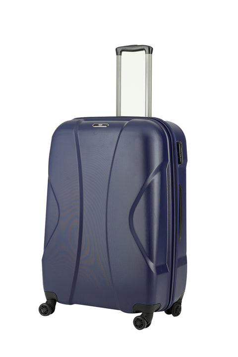 Dark Navy Blue ABS Patterned Large Suitcase