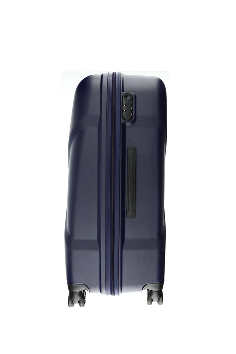 Dark Navy Blue ABS Patterned Large Suitcase