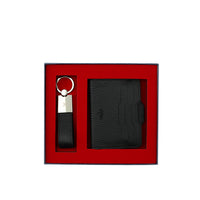 Black 2-Piece Leather Card Holder & Keychain Set